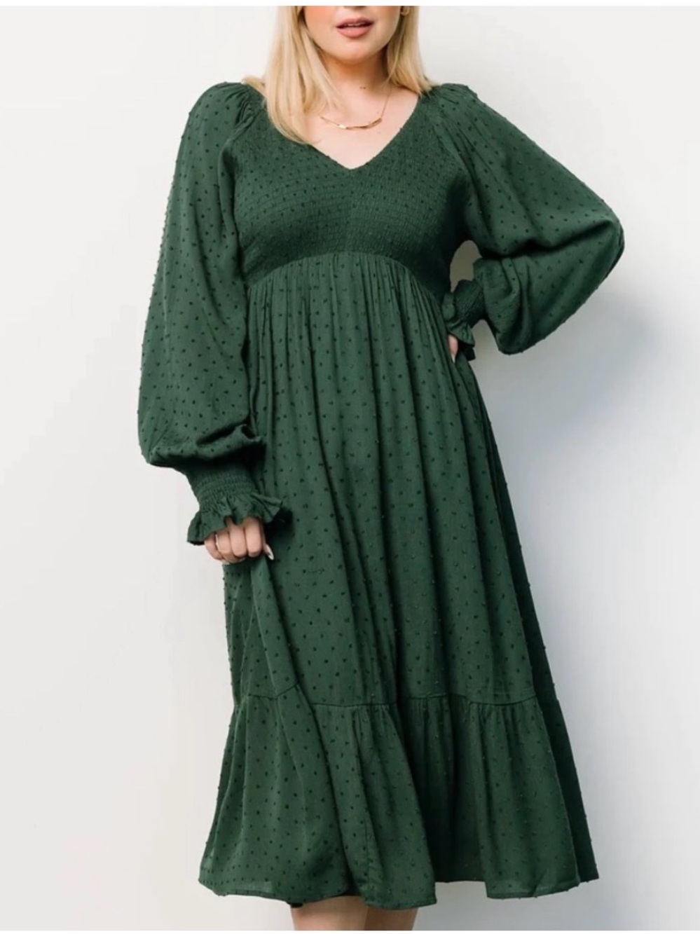 Baltic Born Lainey Smocked Swiss Dot Midi Dress